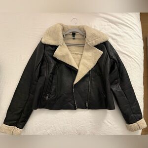 Wild Fable Black and Cream Leather Jacket